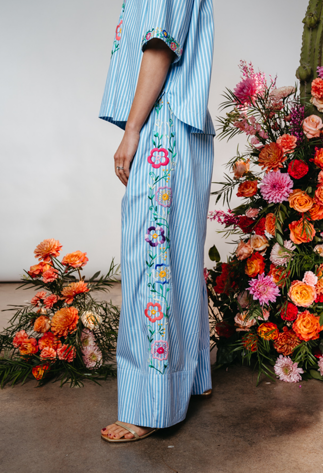 Paola Pants Azul Rayas y Arroyo