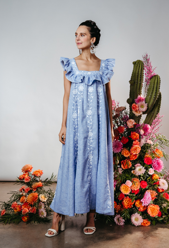 Karla Azul y Blanco Floral