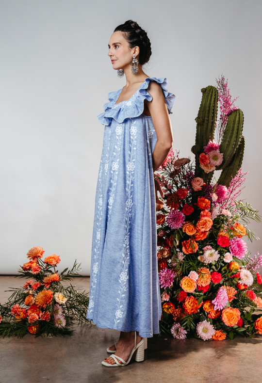 Karla Azul y Blanco Floral
