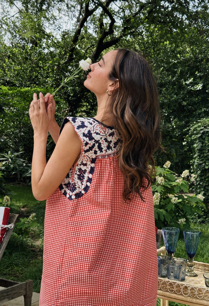 Flores Short Dress Dress Classic Flores Red Gingham Fourth of July Short Dress Classic Flores Red Gingham Fourth of July Short Dress