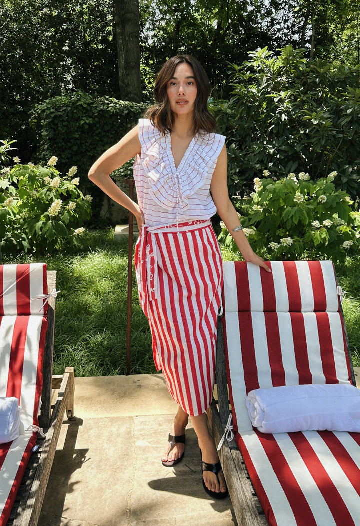 Regina Blouse Blouse Regina Sleeveless Red Stripe Blouse Regina Sleeveless Red Stripe Blouse