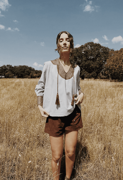 Beatriz Khaki y Café Blouse