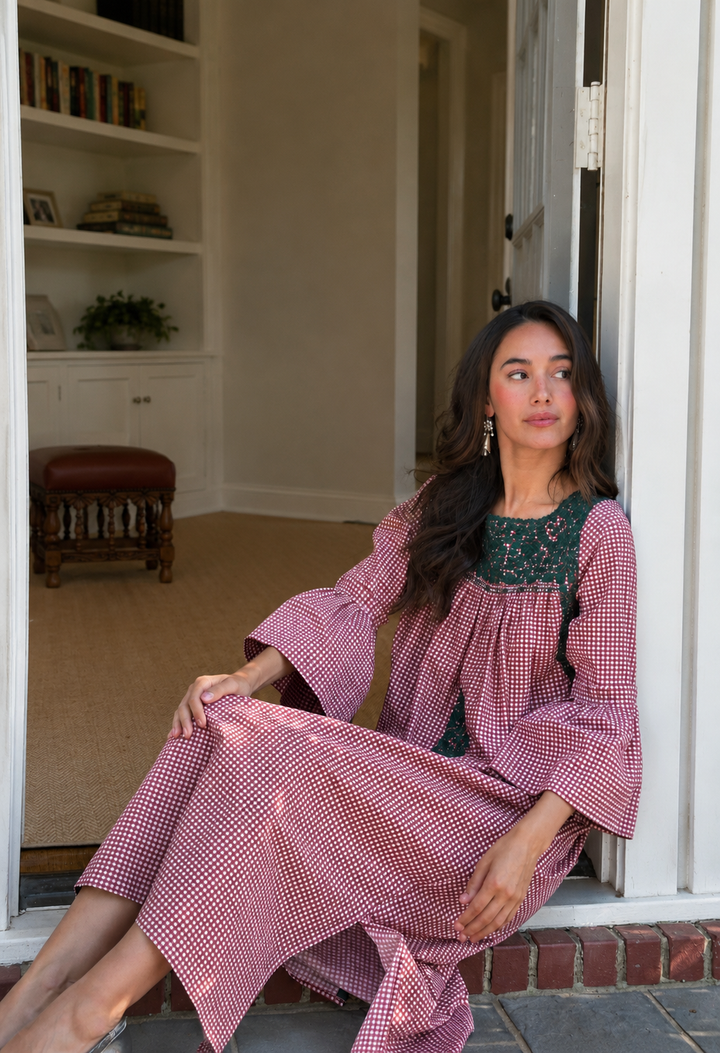 Leona Midi Dress Dress Leona Red Gingham Midi Dress Leona Red Gingham Midi Dress | Mi Golondrina