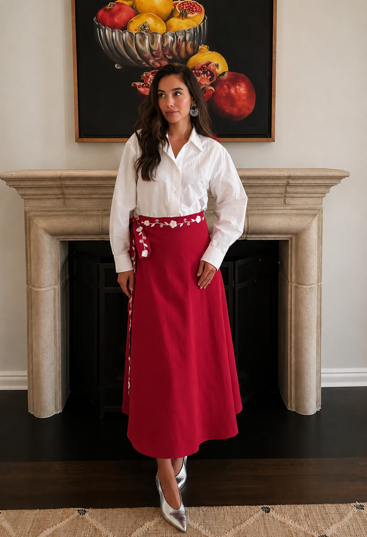 Chiapas Wrap Skirt Skirt The Wrap Skirt in Red The Wrap Skirt in Red | Mi Golondrina