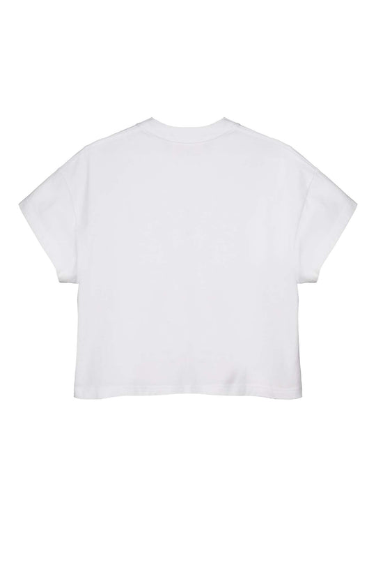 Chili White Cotton Cropped T-Shirt Back