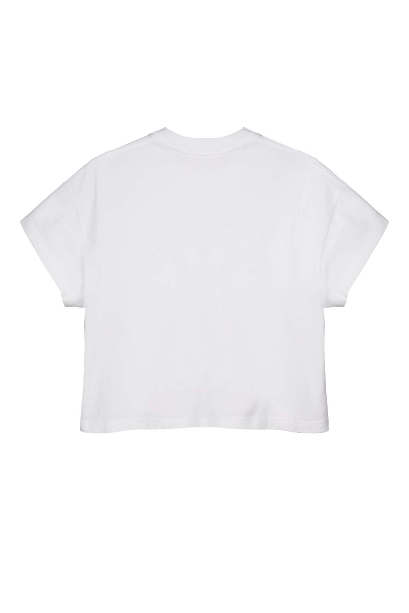 Chili White Cotton Cropped T-Shirt Back