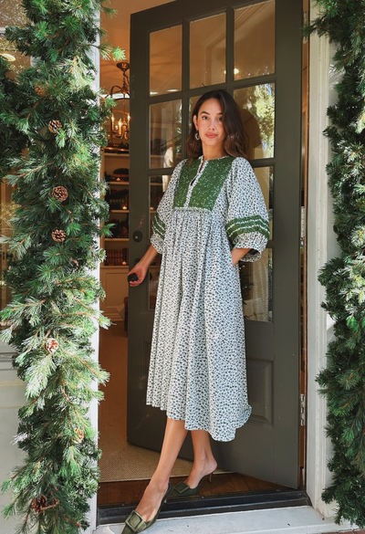 Violeta Green Floral Midi Dress