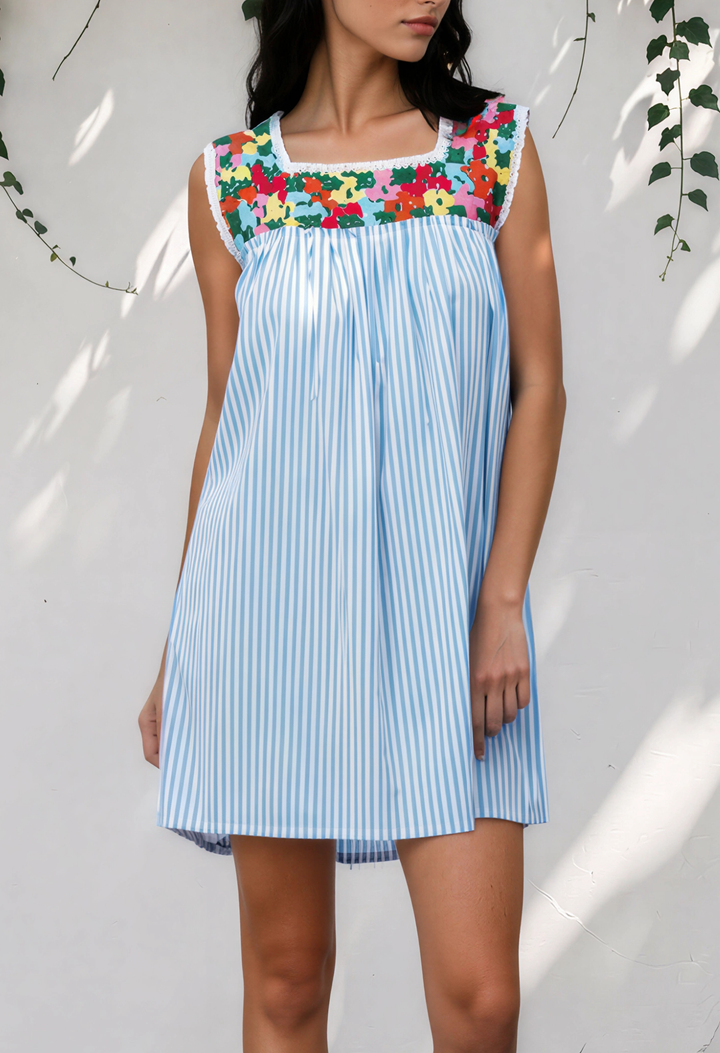 Dalia Short Dress Dress Dalia Turquoise Stripe Fiesta Short Dress Dalia Turquoise Stripe Fiesta Short Dress