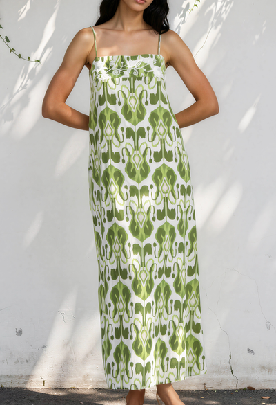 Luna Long Dress Dress Luna Green Fiesta Print Long Dress Luna Green Fiesta Print Long Dress