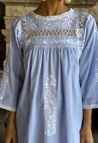 Deshilado Midi Dress Dress Deshilado Dress Doce Blue Deshilado Midi Dress | Mi Golondrina