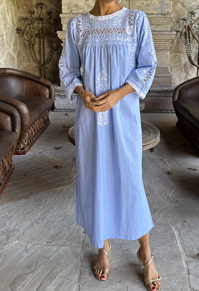 Deshilado Midi Dress Dress Deshilado Dress Doce Blue Deshilado Midi Dress | Mi Golondrina