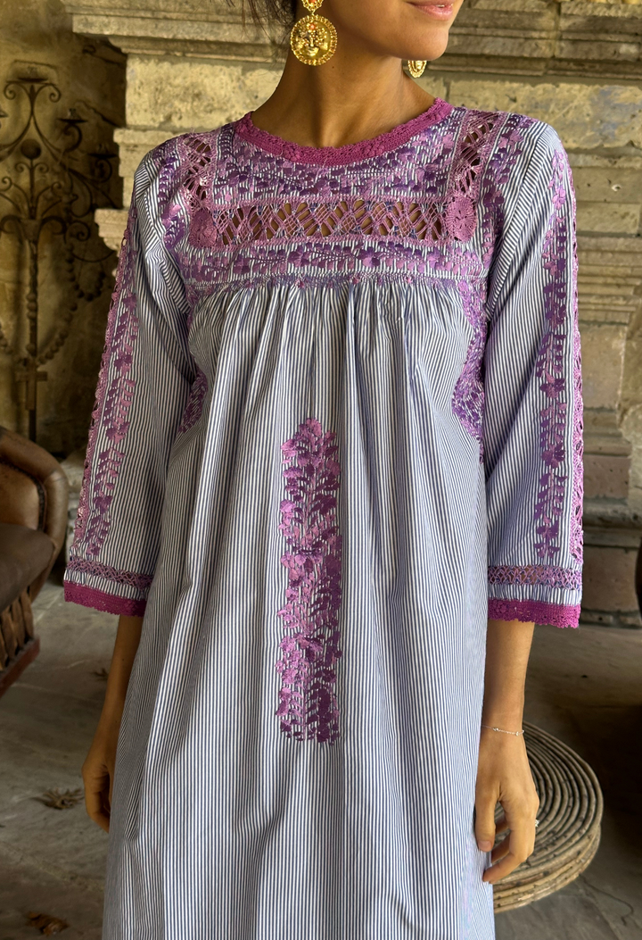 Deshilado Midi Dress Dress Deshilado Dress Quince Blue Deshilado Midi Dress | Mi Golondrina