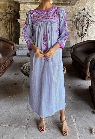 Deshilado Midi Dress Dress Deshilado Dress Quince Blue Deshilado Midi Dress | Mi Golondrina