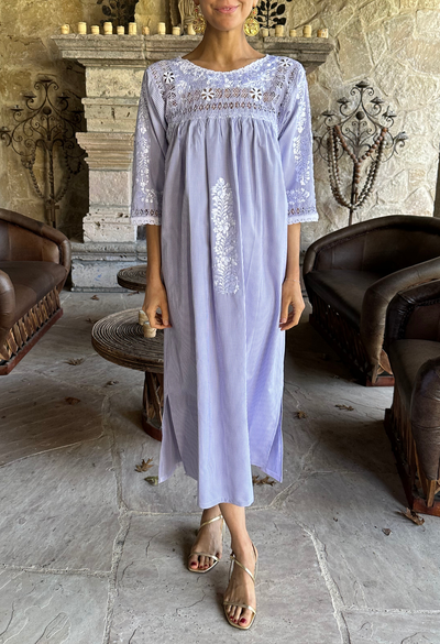 Deshilado Midi Dress Dress Deshilado Dress Dieciséis Blue Deshilado Midi Dress | Mi Golondrina