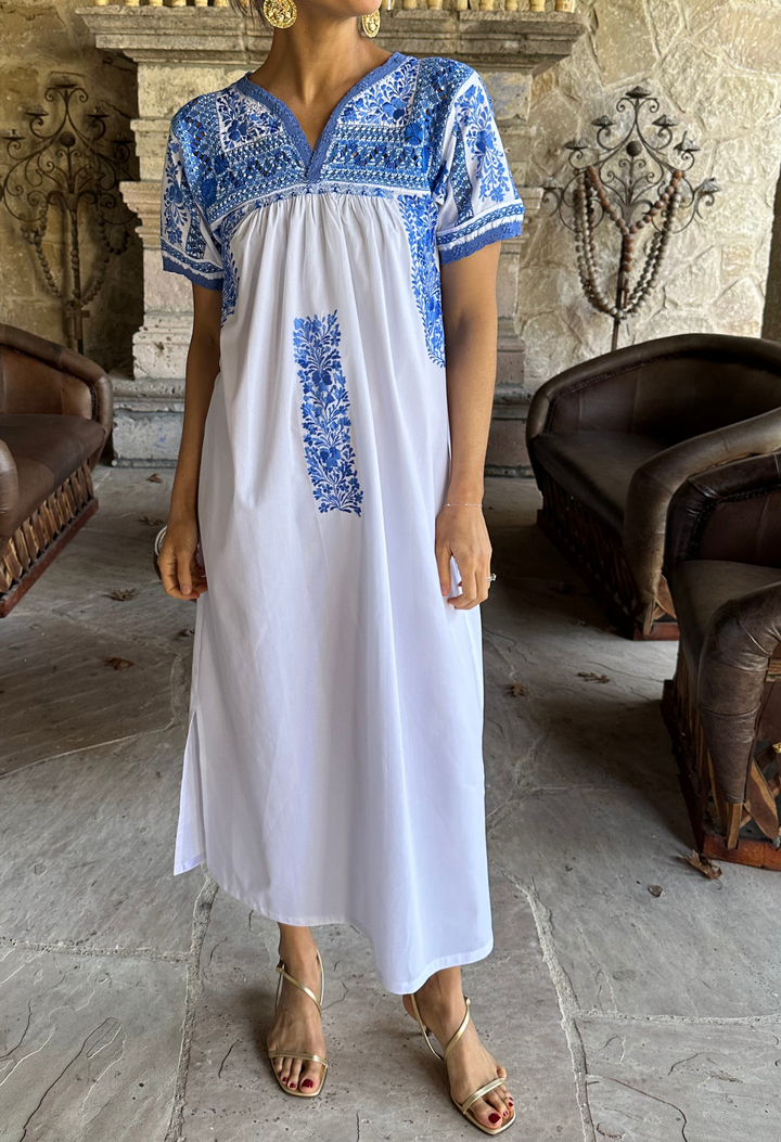 Deshilado Midi Dress Dress Deshilado Dress Diecisiete Blue Deshilado Midi Dress | Mi Golondrina