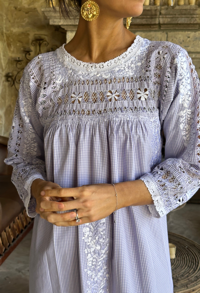 Deshilado Midi Dress Dress Deshilado Dress Dieciocho Blue Deshilado Midi Dress | Mi Golondrina