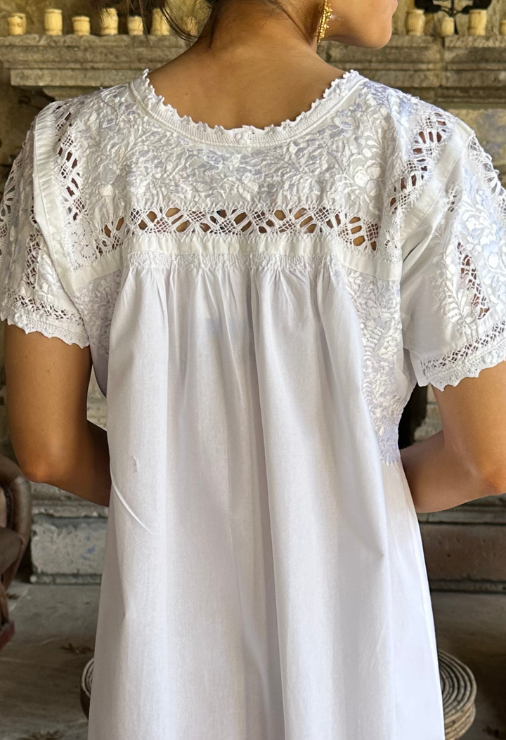 Deshilado Midi Dress Dress Deshilado Dress Veintidós Blue Deshilado Midi Dress | Mi Golondrina