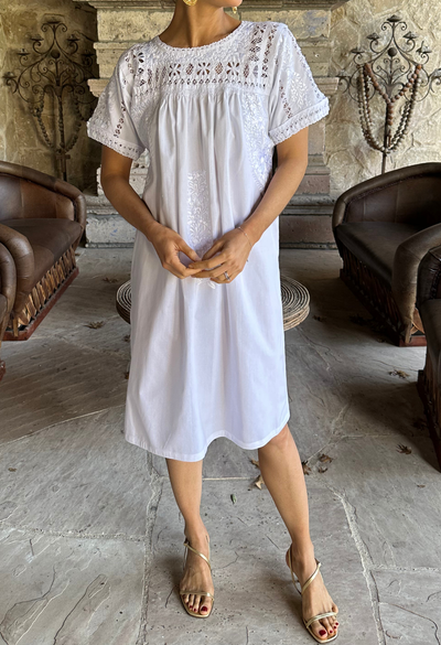 Deshilado Midi Dress Dress Deshilado Dress Veintidós Blue Deshilado Midi Dress | Mi Golondrina