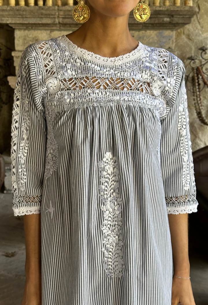 Deshilado Midi Dress Dress Deshilado Dress Veintitrés Blue Deshilado Midi Dress | Mi Golondrina