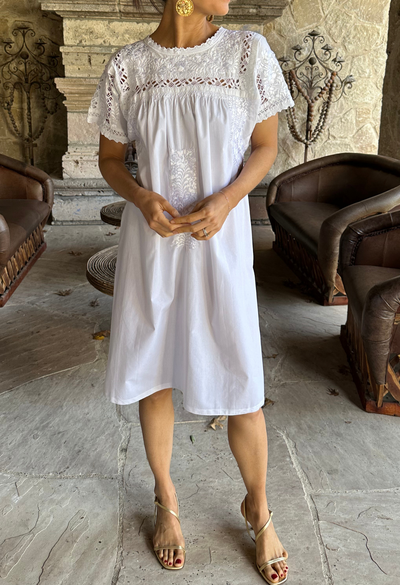 Deshilado Midi Dress Dress Deshilado Dress Veinticuatro Blue Deshilado Midi Dress | Mi Golondrina