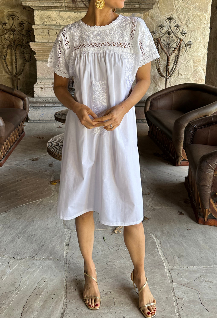 Deshilado Midi Dress Dress Deshilado Dress Veinticuatro Blue Deshilado Midi Dress | Mi Golondrina