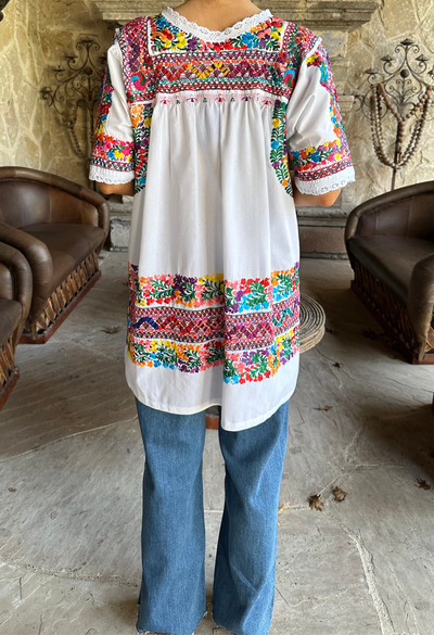 Deshilado Blouse Dress Deshilado Blouse Veinticinco Blue Deshilado Midi Dress | Mi Golondrina