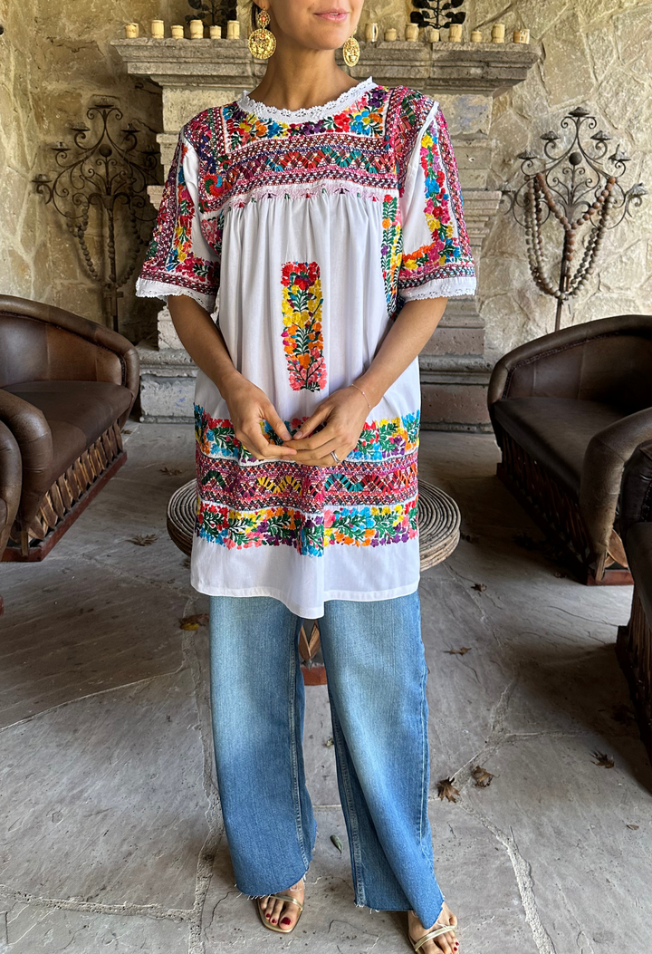 Deshilado Blouse Dress Deshilado Blouse Veinticinco Blue Deshilado Midi Dress | Mi Golondrina