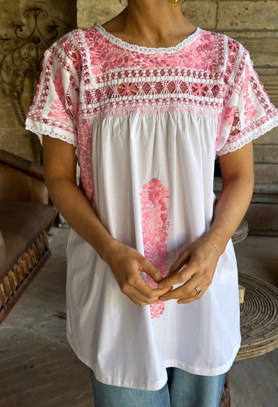 Deshilado Blouse Dress Deshilado Blouse Veintiséis Blue Deshilado Midi Dress | Mi Golondrina