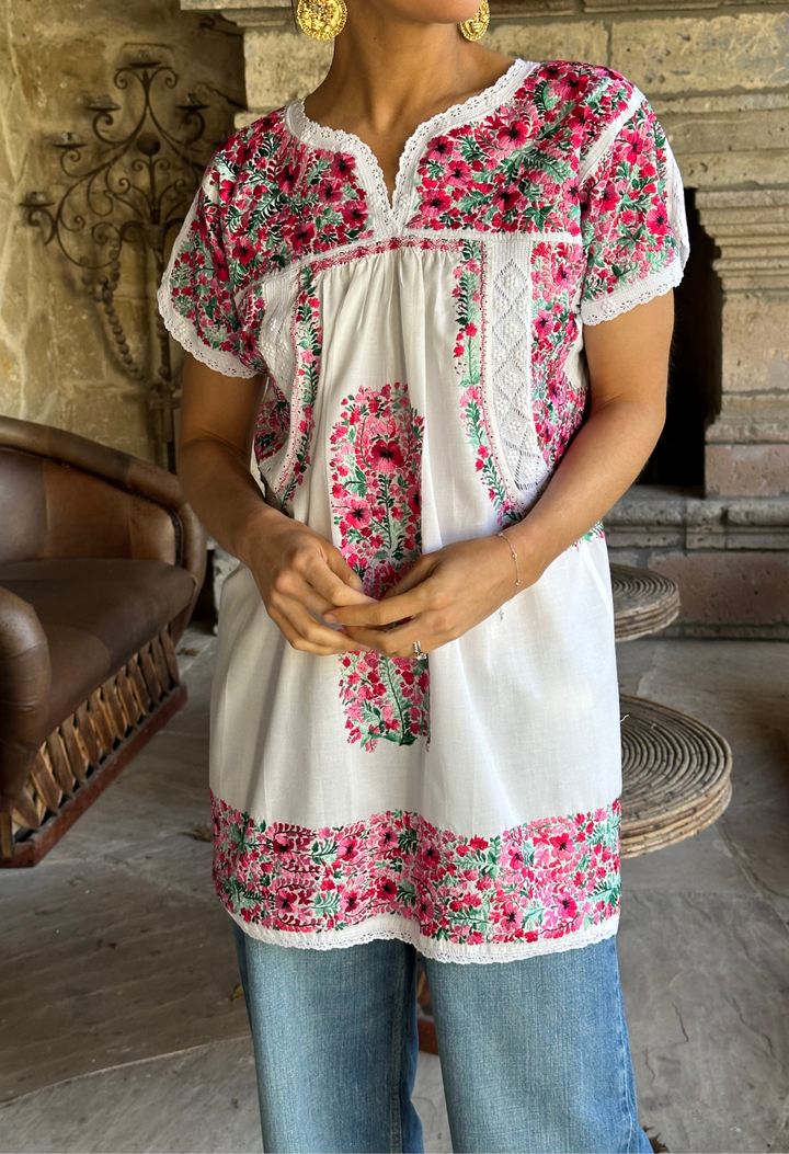 Deshilado Blouse Dress Deshilado Blouse Veintisiete Blue Deshilado Midi Dress | Mi Golondrina