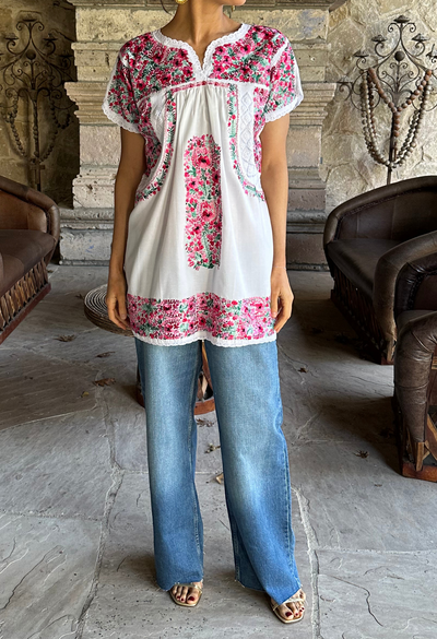 Deshilado Blouse Dress Deshilado Blouse Veintisiete Blue Deshilado Midi Dress | Mi Golondrina