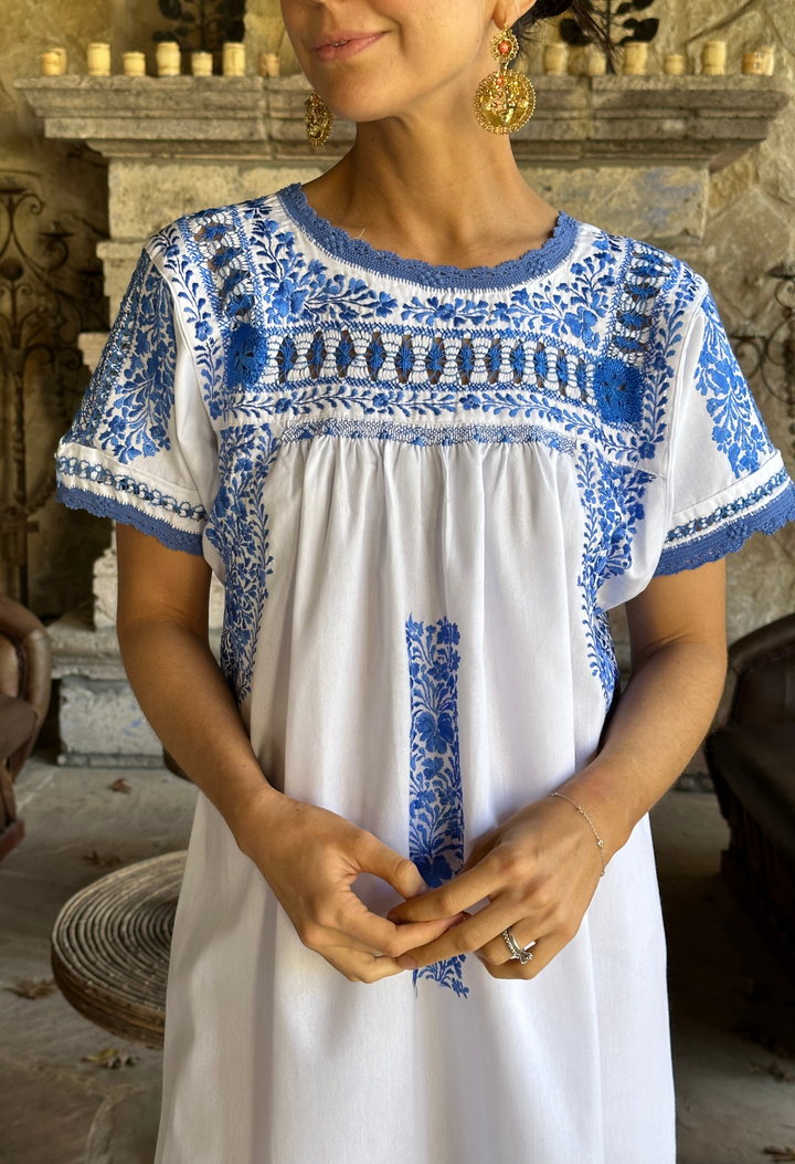 Deshilado Midi Dress Dress Deshilado Dos Blue Deshilado Midi Dress | Mi Golondrina