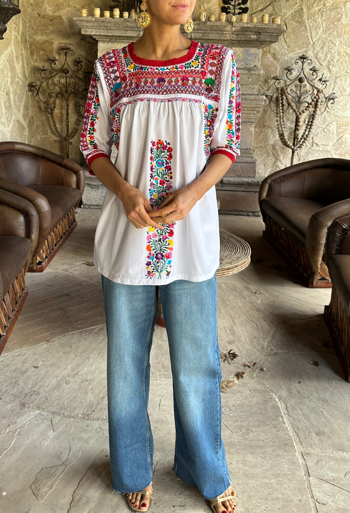 Deshilado Blouse Blouse Deshilado Blouse Treinta y Uno Blue Deshilado Midi Dress | Mi Golondrina