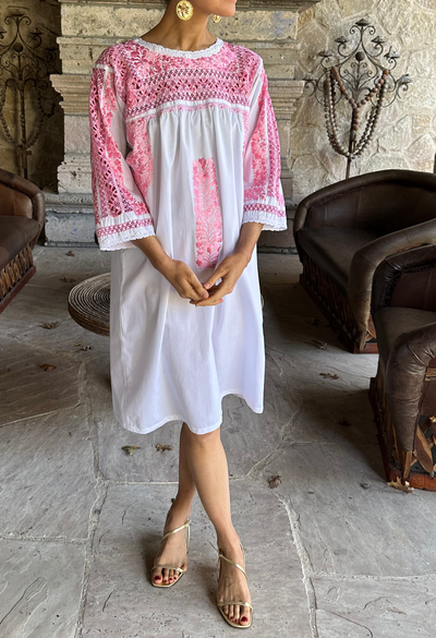 Deshilado Dress Dress Deshilado Dress Treinta y Tres Blue Deshilado Midi Dress | Mi Golondrina