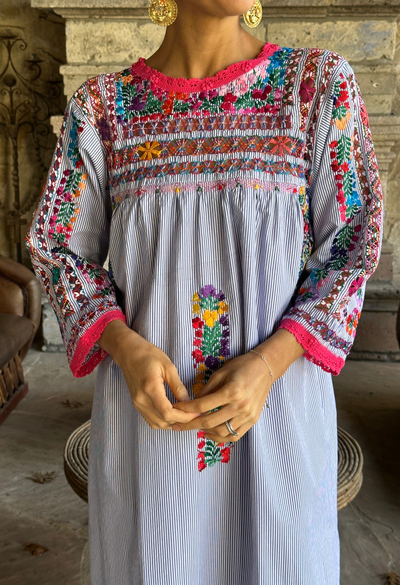 Deshilado Dress Dress Deshilado Dress Treinta y Seis Blue Deshilado Midi Dress | Mi Golondrina