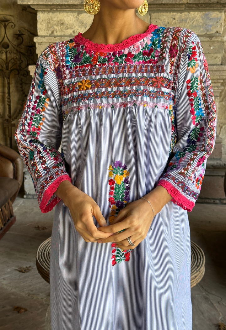 Deshilado Dress Dress Deshilado Dress Treinta y Seis Blue Deshilado Midi Dress | Mi Golondrina