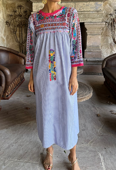 Deshilado Dress Dress Deshilado Dress Treinta y Seis Blue Deshilado Midi Dress | Mi Golondrina