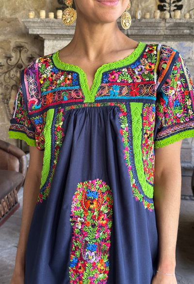 Deshilado Midi Dress Dress Deshilado Tres Blue Deshilado Midi Dress | Mi Golondrina