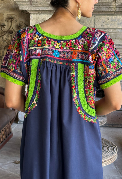 Deshilado Midi Dress Dress Deshilado Tres Blue Deshilado Midi Dress | Mi Golondrina