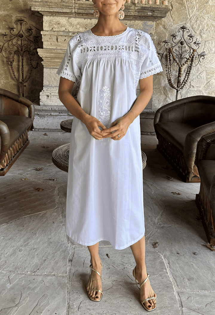 Deshilado Midi Dress Dress Deshilado Dress Seis Blue Deshilado Midi Dress | Mi Golondrina