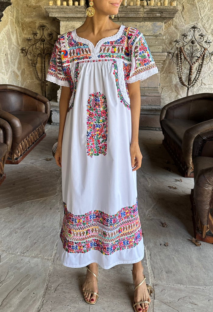Blue Deshilado Midi Dress | Mi Golondrina