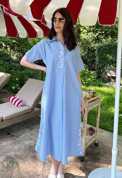 Emilia Rayas Azules Midi Dress
