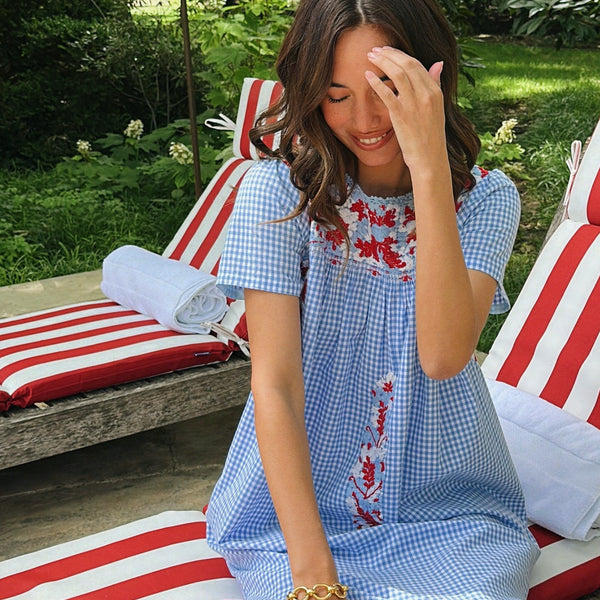 Liliana Light Blue Gingham Fourth of July Midi Dress – Mi Golondrina