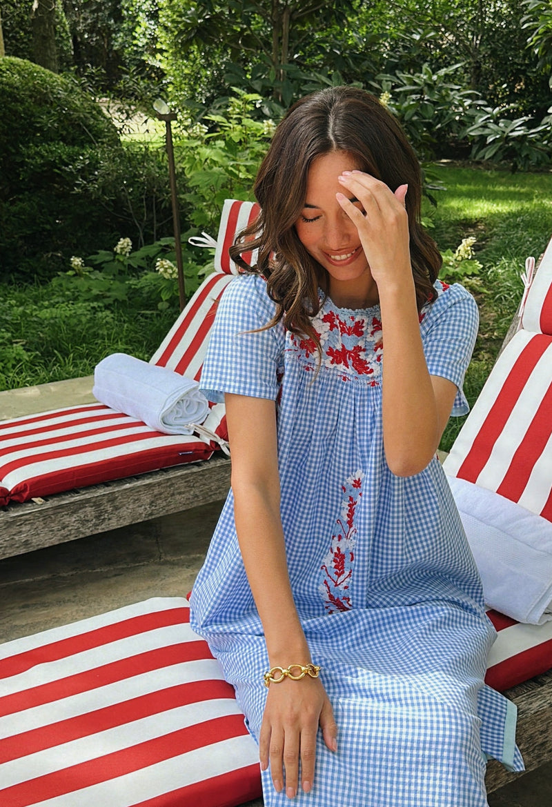 Liliana Light Blue Gingham Fourth of July Midi Dress – Mi Golondrina