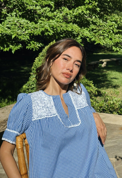 Aurora Short Dress Dress Aurora Blue Gingham Short Dress Aurora Blue Gingham Short Dress
