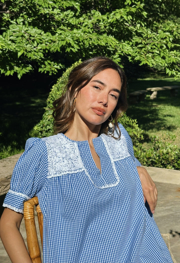 Aurora Short Dress Dress Aurora Blue Gingham Short Dress Aurora Blue Gingham Short Dress