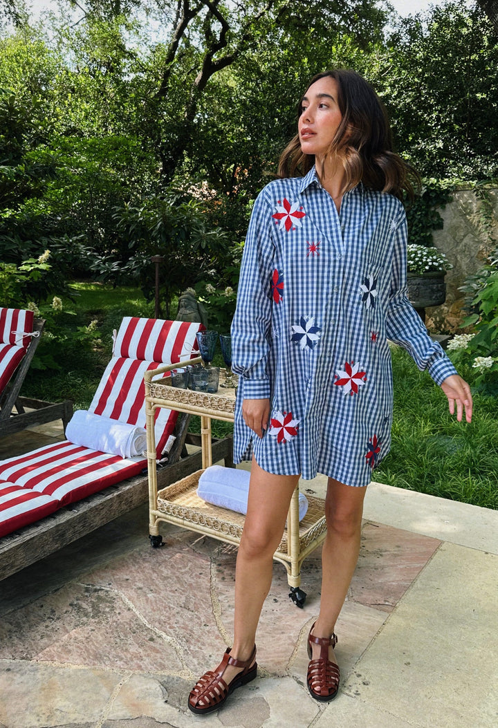 Isla Short Dress Dress Isla Blue Gingham Fourth of July Short Dress Isla Blue Gingham Fourth of July Short Dress