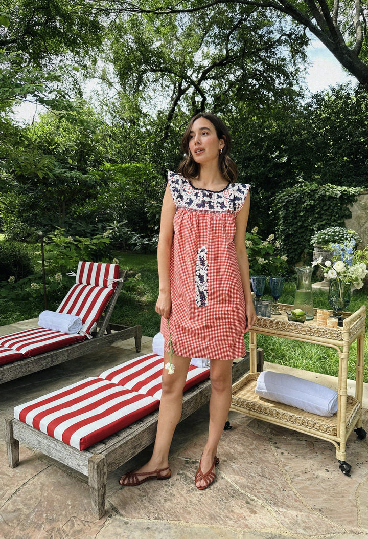 Flores Red Gingham Fourth of July Short Dress – Mi Golondrina