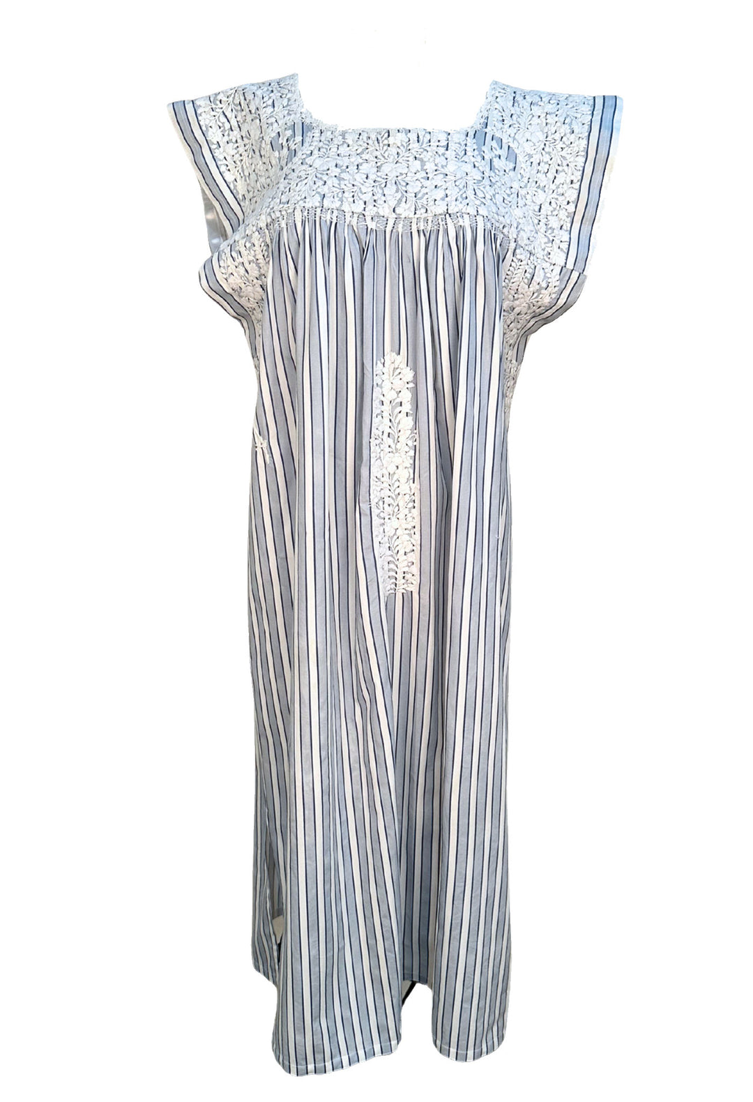 Azul Rayas y Blancas Midi Dress