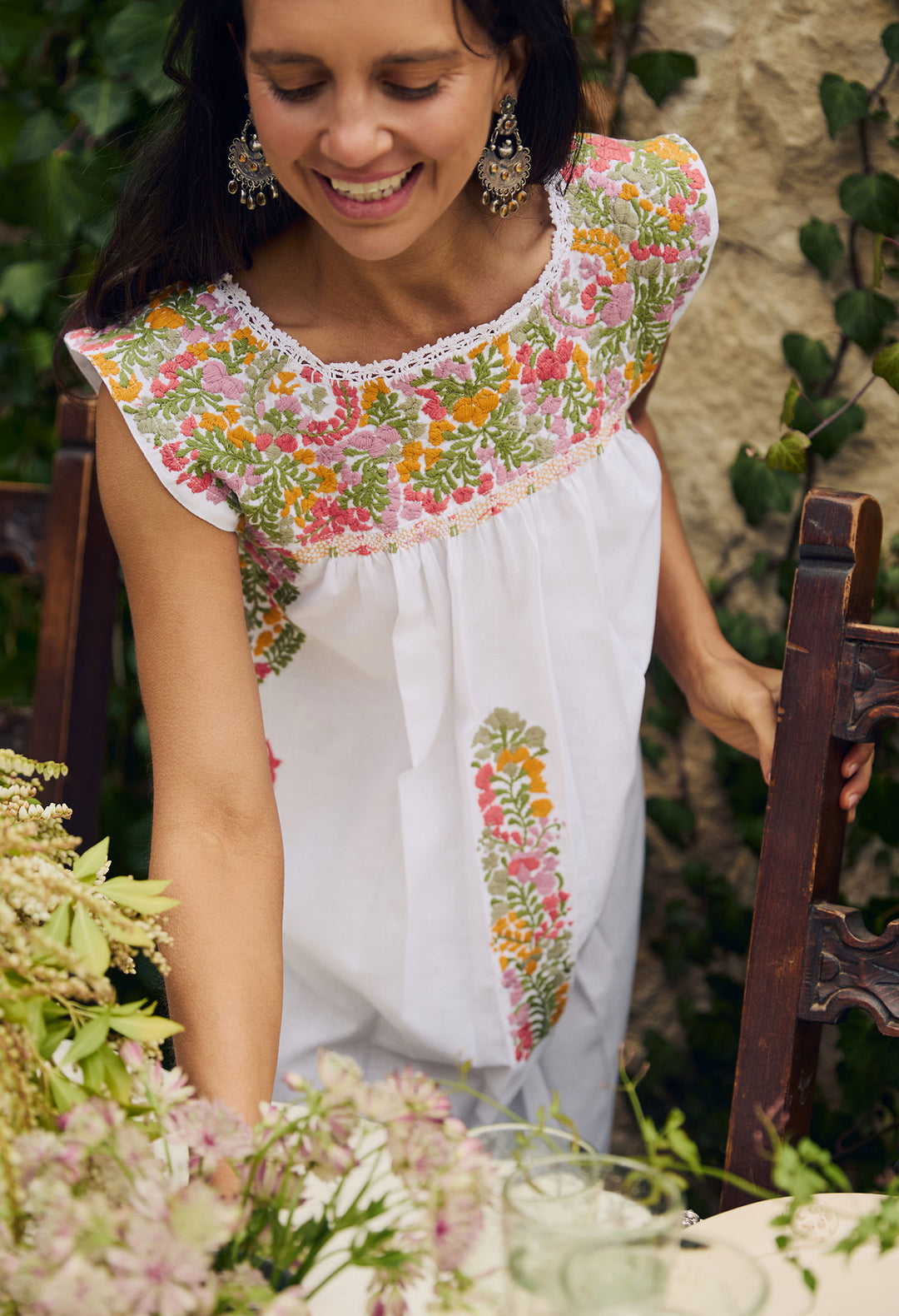 Blanca y Multicolor Vestido