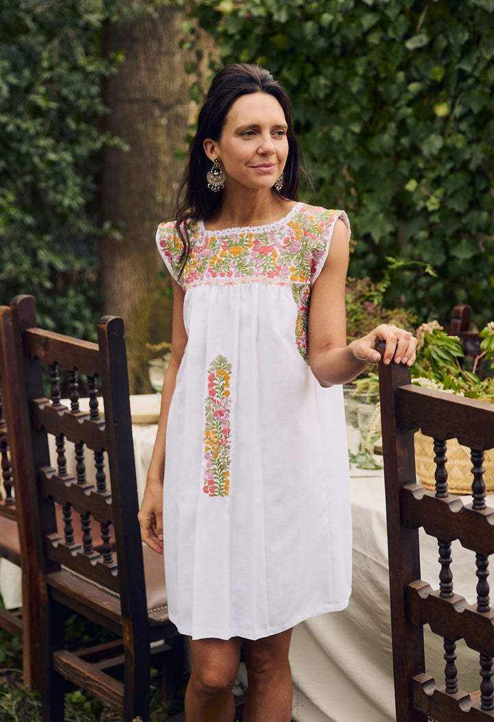 Blanca y Multicolor Vestido